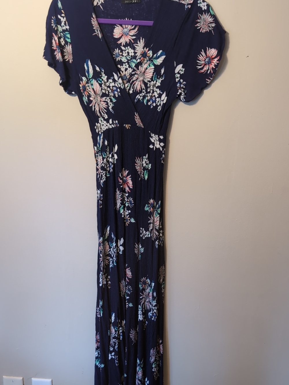 Papermoon Navy Floral Surplice Maxi Dress
